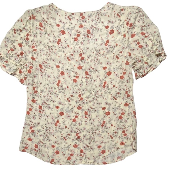 short sleeve blouse, puffed sleeves, floral ditzy print, lightweight very pretty - Picture 6 of 14